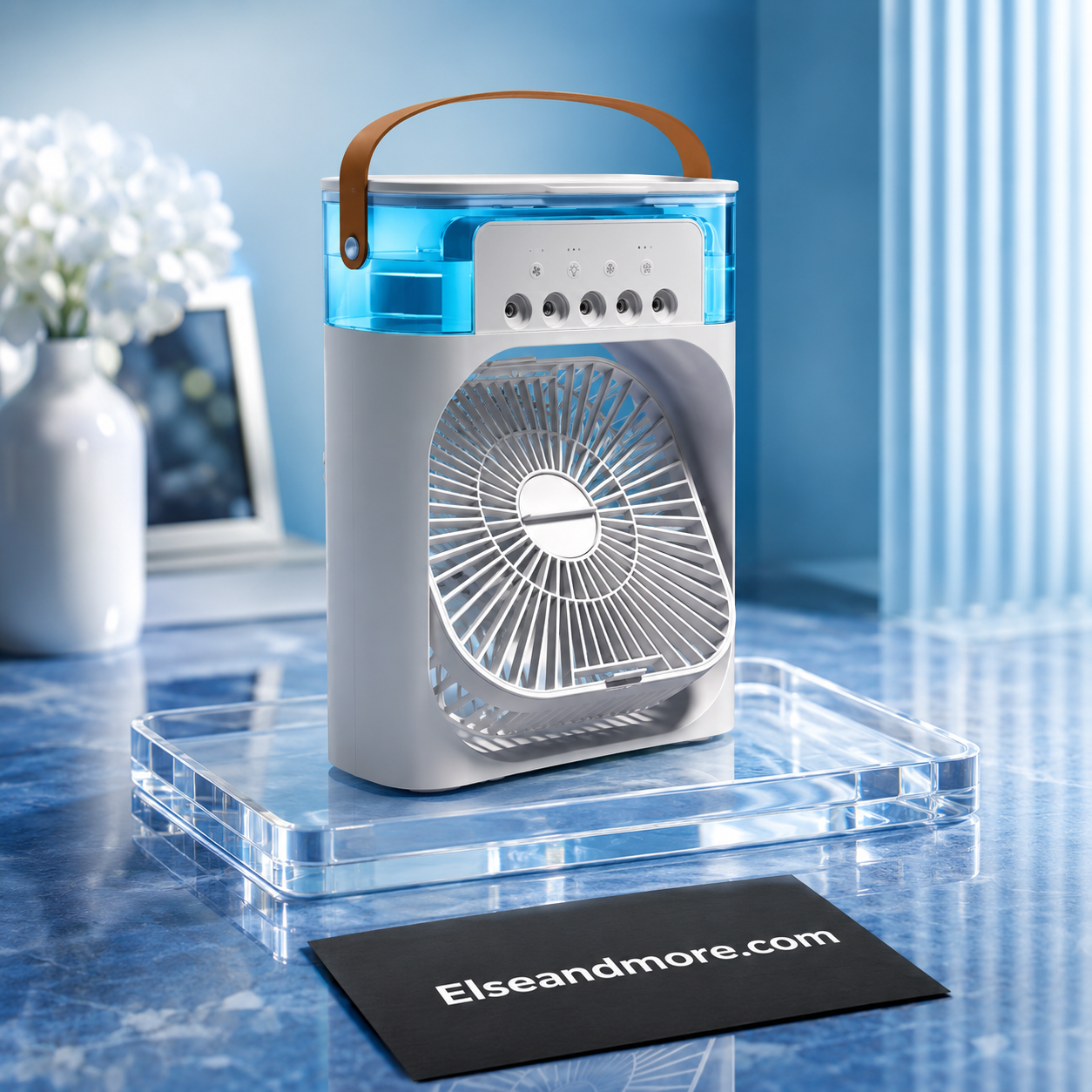 Portable Air Conditioner Fan 3 in 1 Desk Cooling Adjustment 7 Ambient Light Timer Mute USB