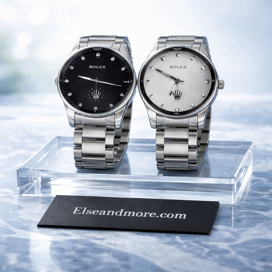 Rolex Stainless Steel Luxury Watch – Black & Silver Dial